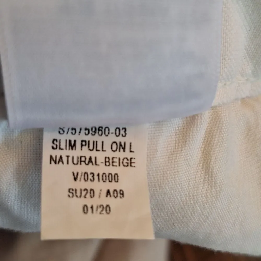 Old Navy Linen Blend Slim Pull On Trousers NWOT Drawstring Pants Beige Men's L